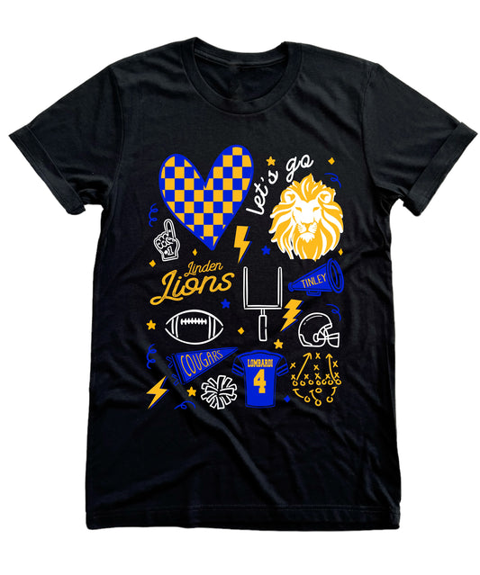 Linden Lions Football & Cheer Doodle