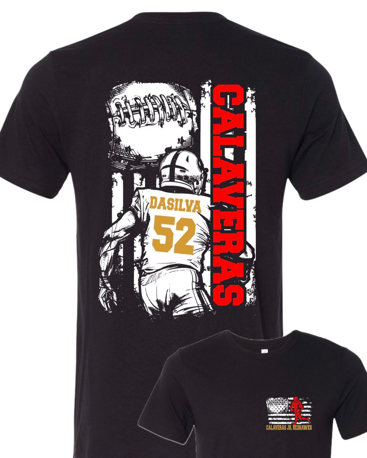 Calaveras Jr. Redhawks - Football FLAG- CUSTOMIZABLE - Multiple Shirt Styles
