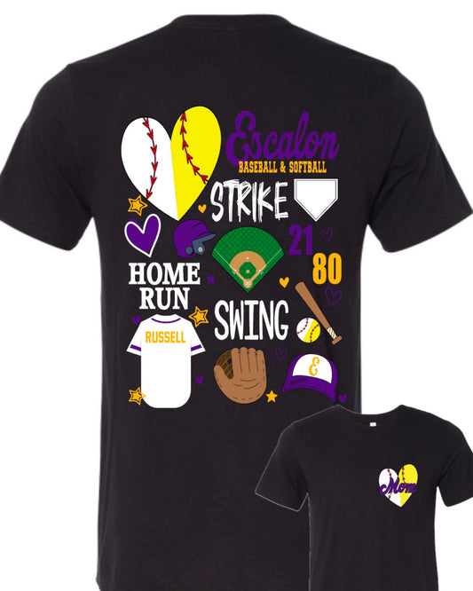 Escalon Little League- Baseball & Softball Doodle - Customizable - Multiple Shirt Styles