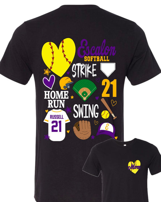 Escalon Little League- Softball Doodle - Customizable - Multiple Shirt Styles