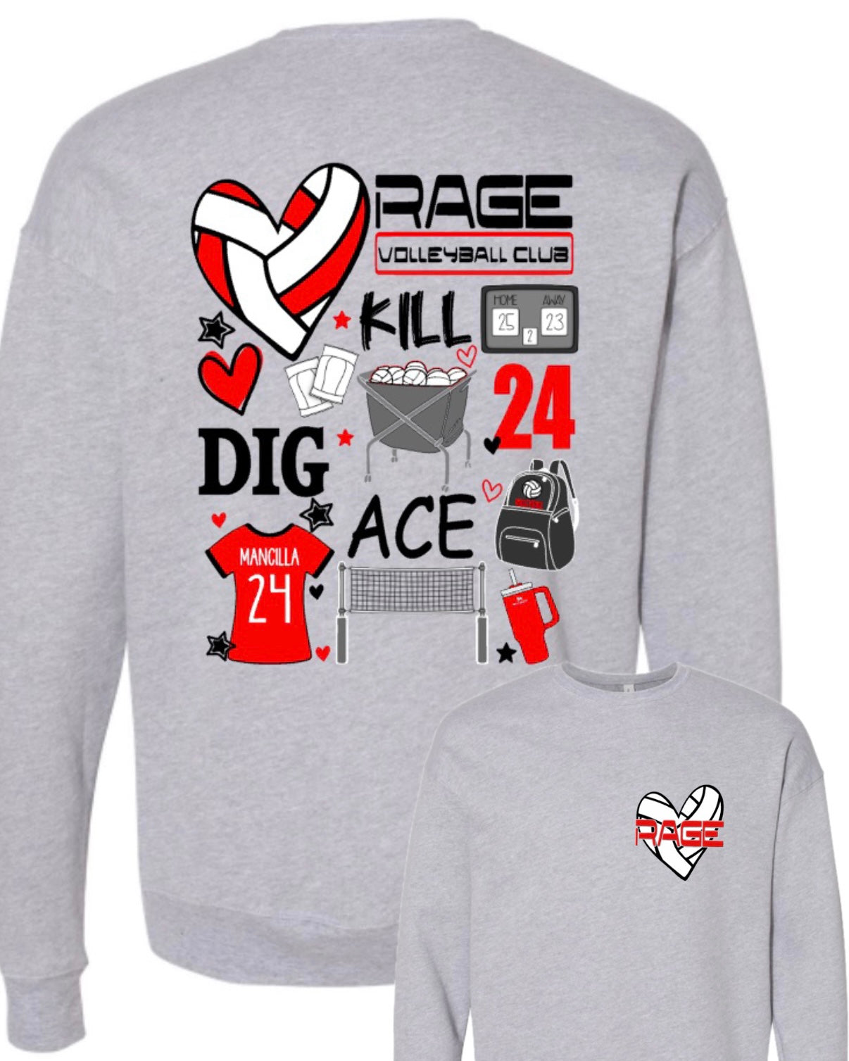 RAGE VOLLEYBALL - DOODLE - CUSTOMIZABLE - MULTIPLE APPAREL STYLES