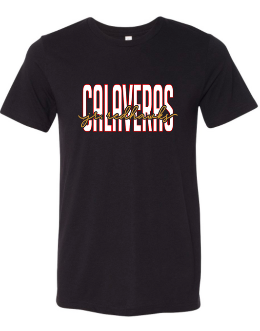 Calaveras Jr. Redhawks - CALAVERAS CURSIVE- BLACK APPAREL - Multiple Shirt Styles