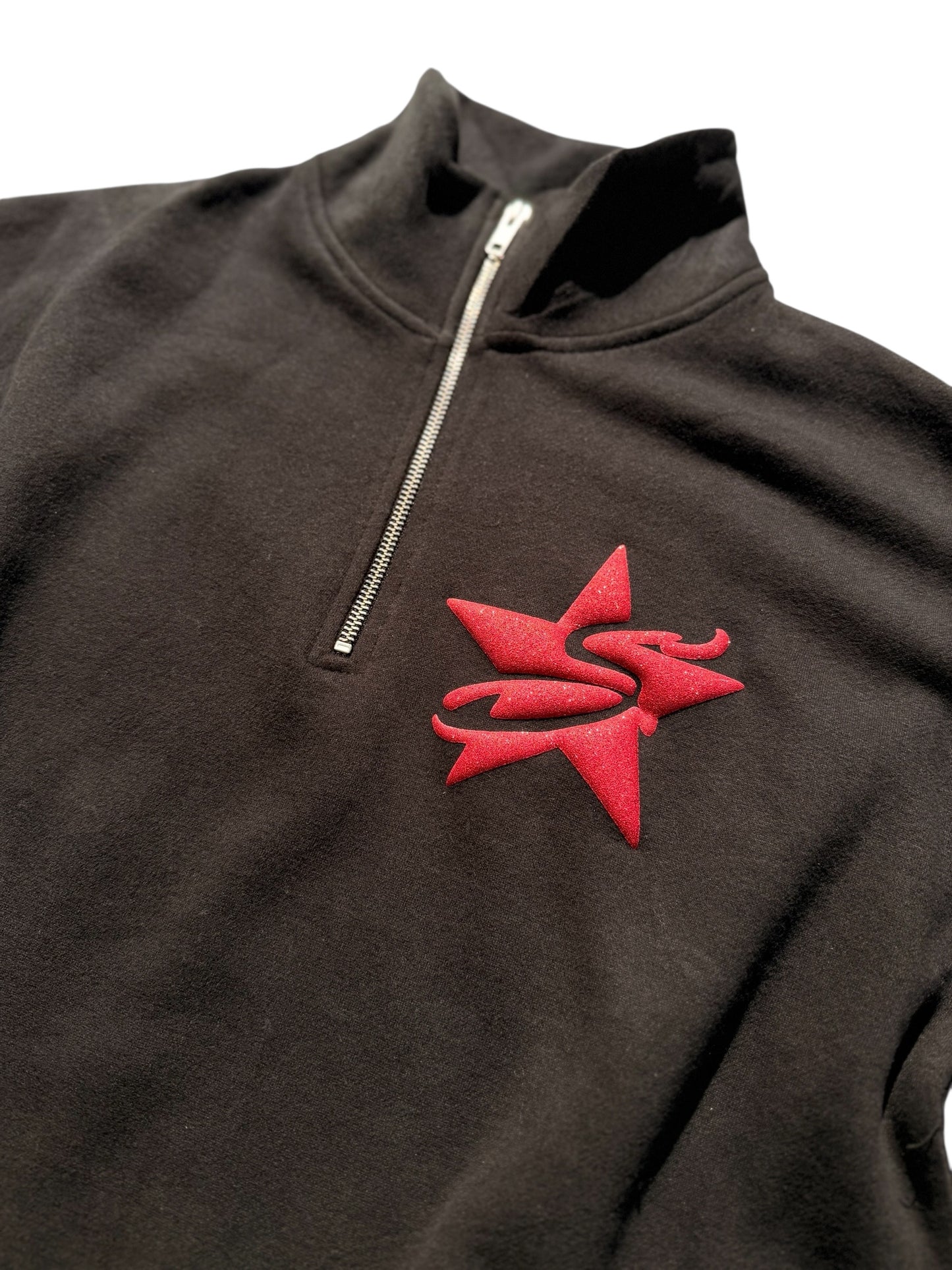 Starstruck -Red Glitter Puff Pocket - Ladies Quarter Zip