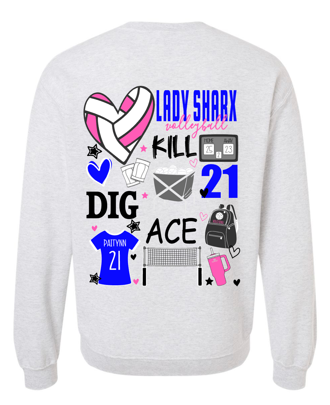 Lady Sharx GREY Doodle - CUSTOMIZABLE - Multiple Styles
