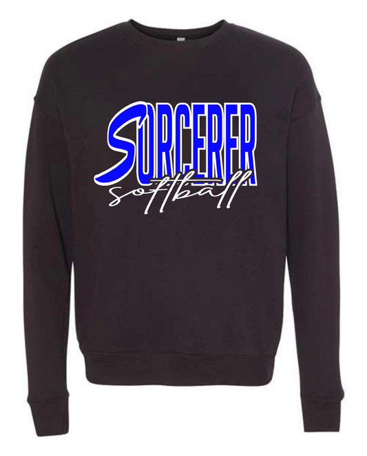 Sorcerers Softball Cursive - BLACK - MULTIPLE APPAREL STYLES