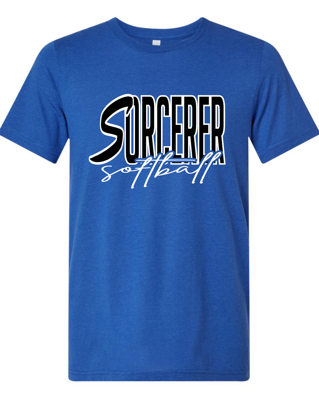 Sorcerers Softball Cursive - BLUE - MULTIPLE APPAREL STYLES
