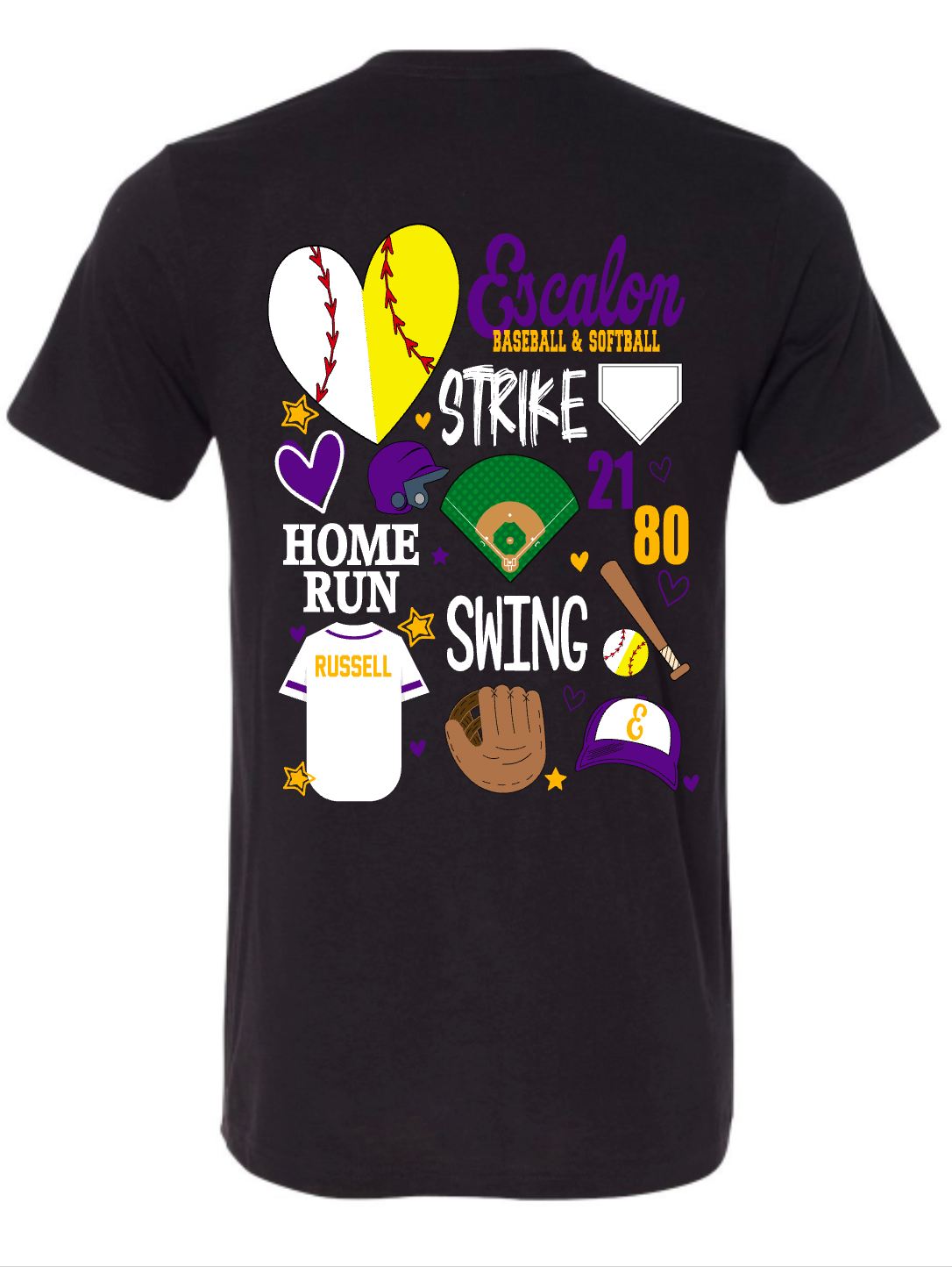 Escalon Little League- Baseball & Softball Doodle - Customizable - Multiple Shirt Styles