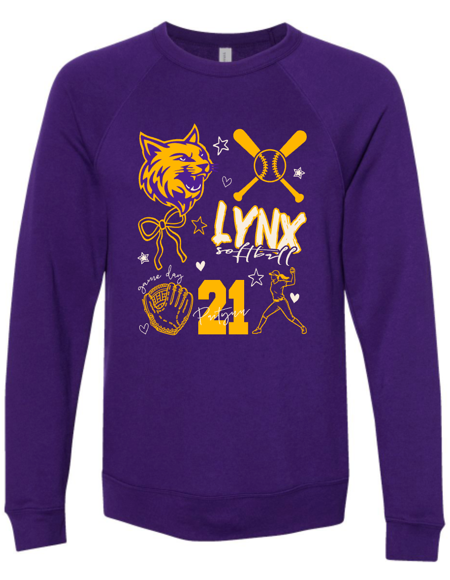 Lynx Softball - Doodle - Purple Apparel -CUSTOMIZABLE -  MULTIPLE STYLES