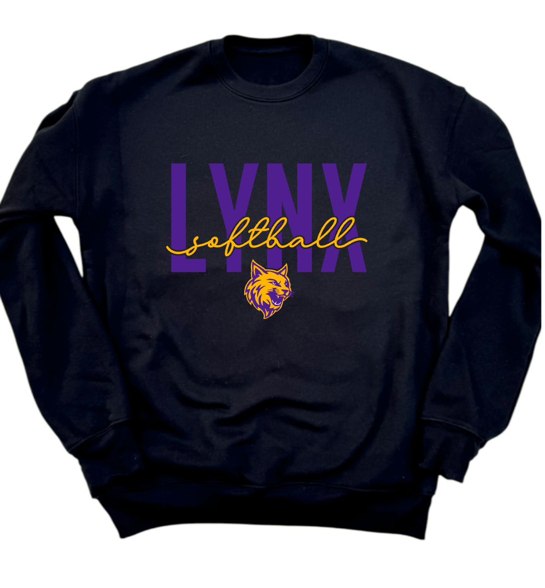 Lynx Softball - Cursive - Black Apparel- MULTIPLE STYLES