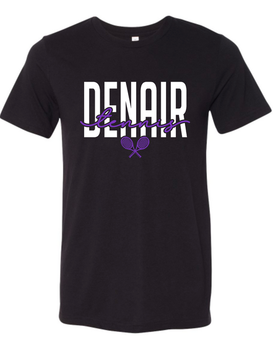 Denair Tennis- cursive - BLACK APPAREL- MULTIPLE APPAREL STYLES