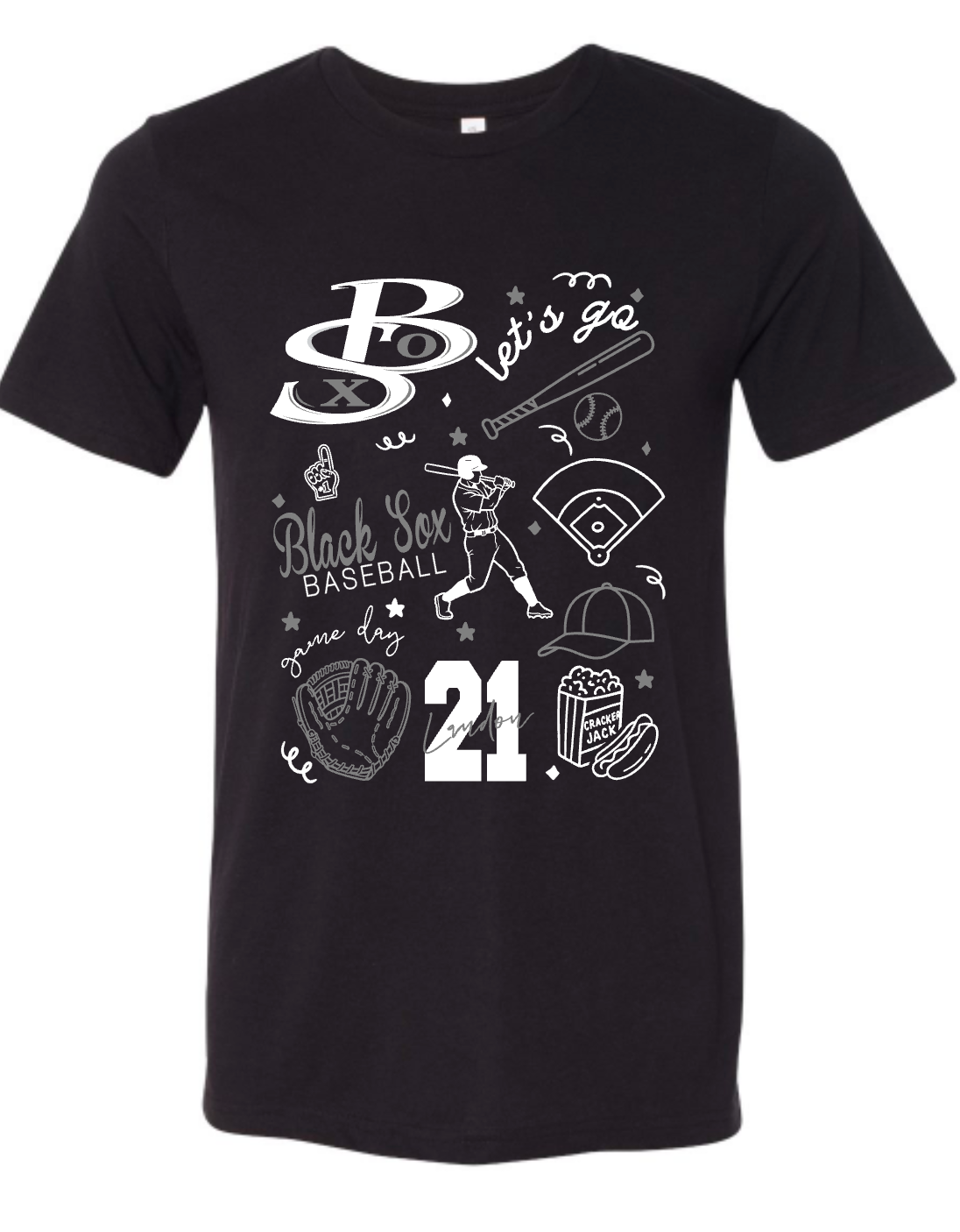 BLACK SOX - DOODLE - CUSTOMIZABLE- MULTIPLE STYLES