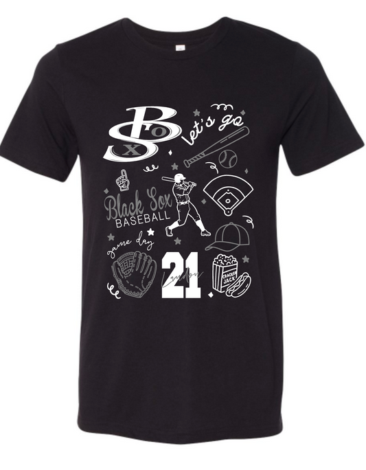 BLACK SOX - DOODLE - CUSTOMIZABLE- MULTIPLE STYLES