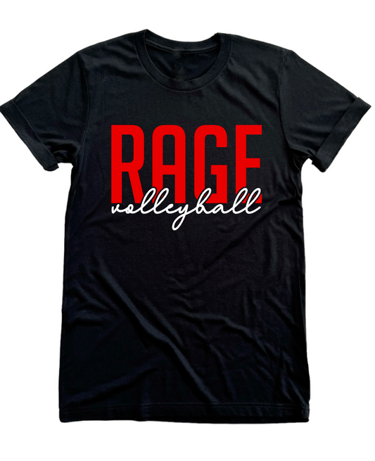 RAGE VOLLEYBALL - CURSIVE - BLACK APPAREL MULTIPLE STYLES
