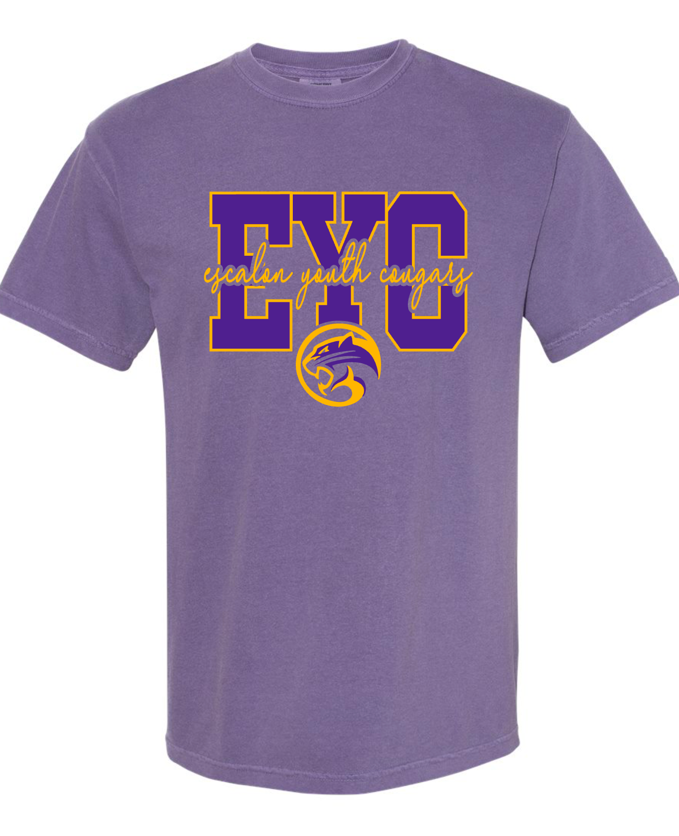 Escalon Youth Cougars - Logo Through - PURPLE APPAREL - Multiple Shirt Styles