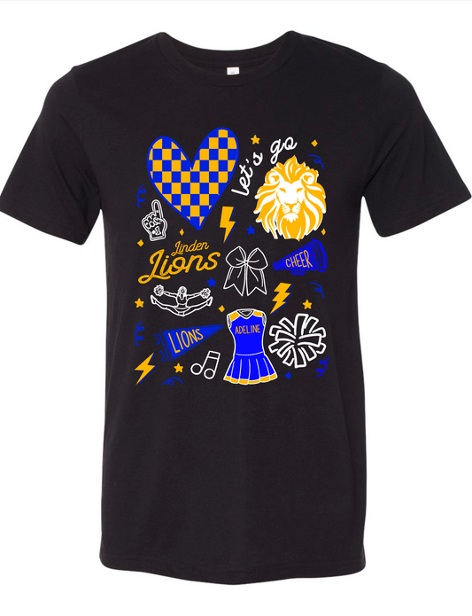 Linden Lions - CHEER DOODLE - Multiple Shirt Styles