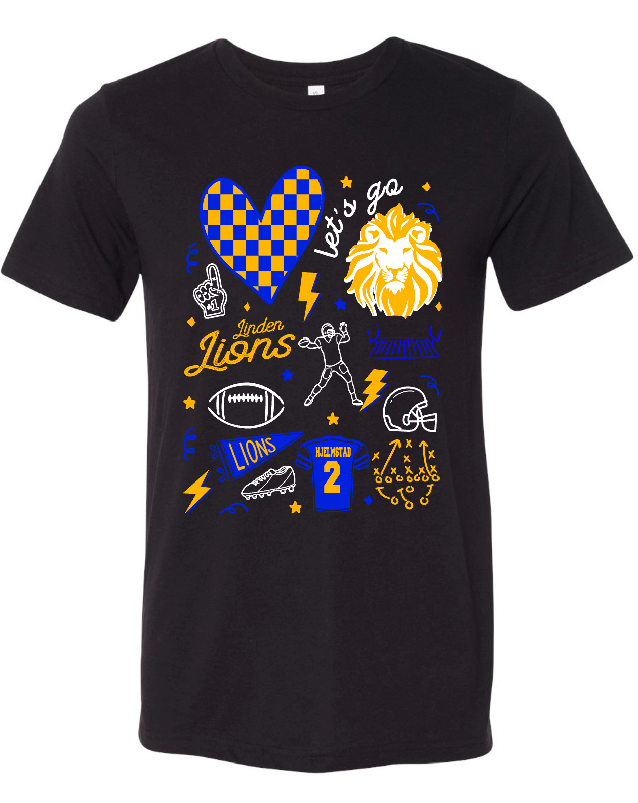 Linden Lions - FOOTBALL DOODLE - Multiple Shirt Styles
