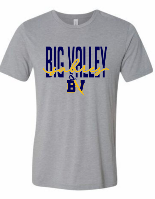 Big Valley Sabres - GREY Cursive - MULTIPLE SHIRT STYLES
