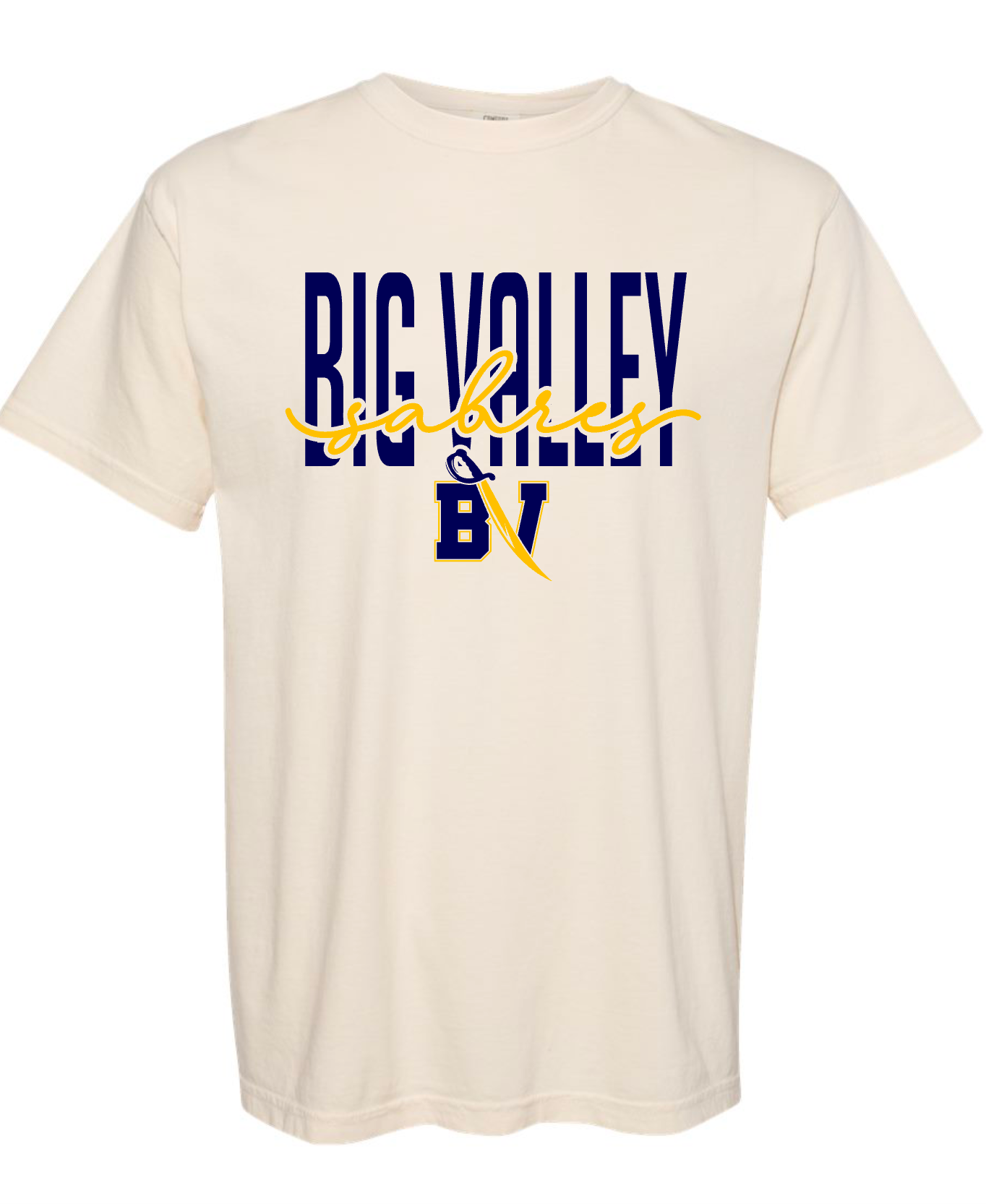 Big Valley Sabres - Cream Cursive- MULTIPLE SHIRT STYLES