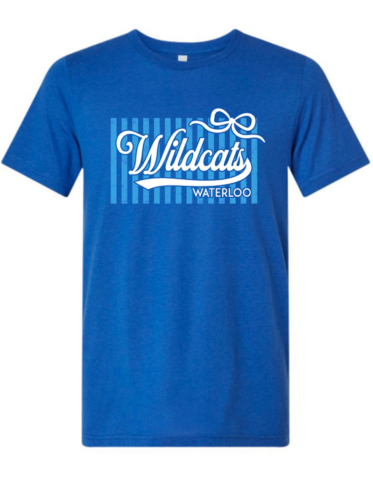 Waterloo Wildcats - Stripes & Bow- BLUE SHIRTS - Multiple Shirt Styles