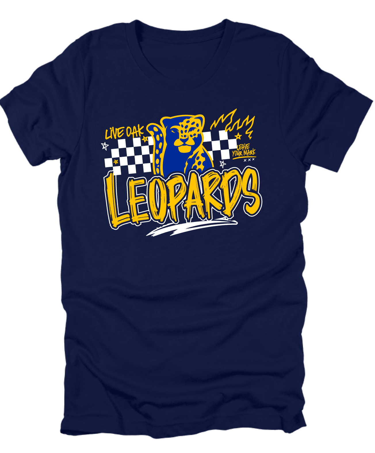 Live Oak Leopards-Edgy Checkered  - Multiple Shirt Styles
