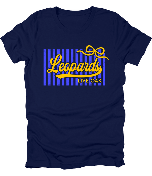 Live Oak Leopards- Stripes & Bow - Multiple Shirt Styles