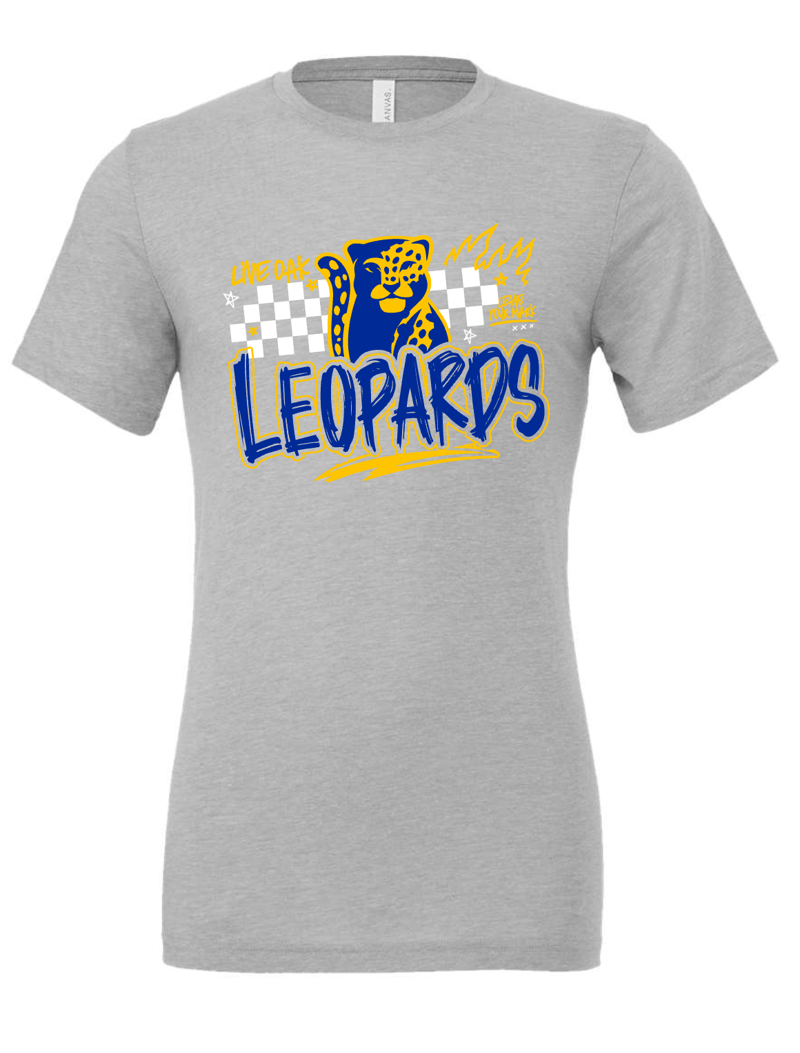 Live Oak Leopards- Edgy Checkered- GREY APPAREL - MULTIPLE SHIRT STYLES