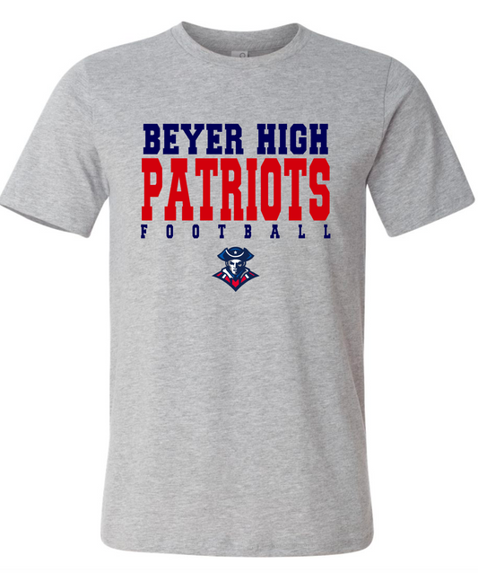 Beyer Patriots - Football Simple - GREY APPAREL -  MULTIPLE SHIRT STYLES