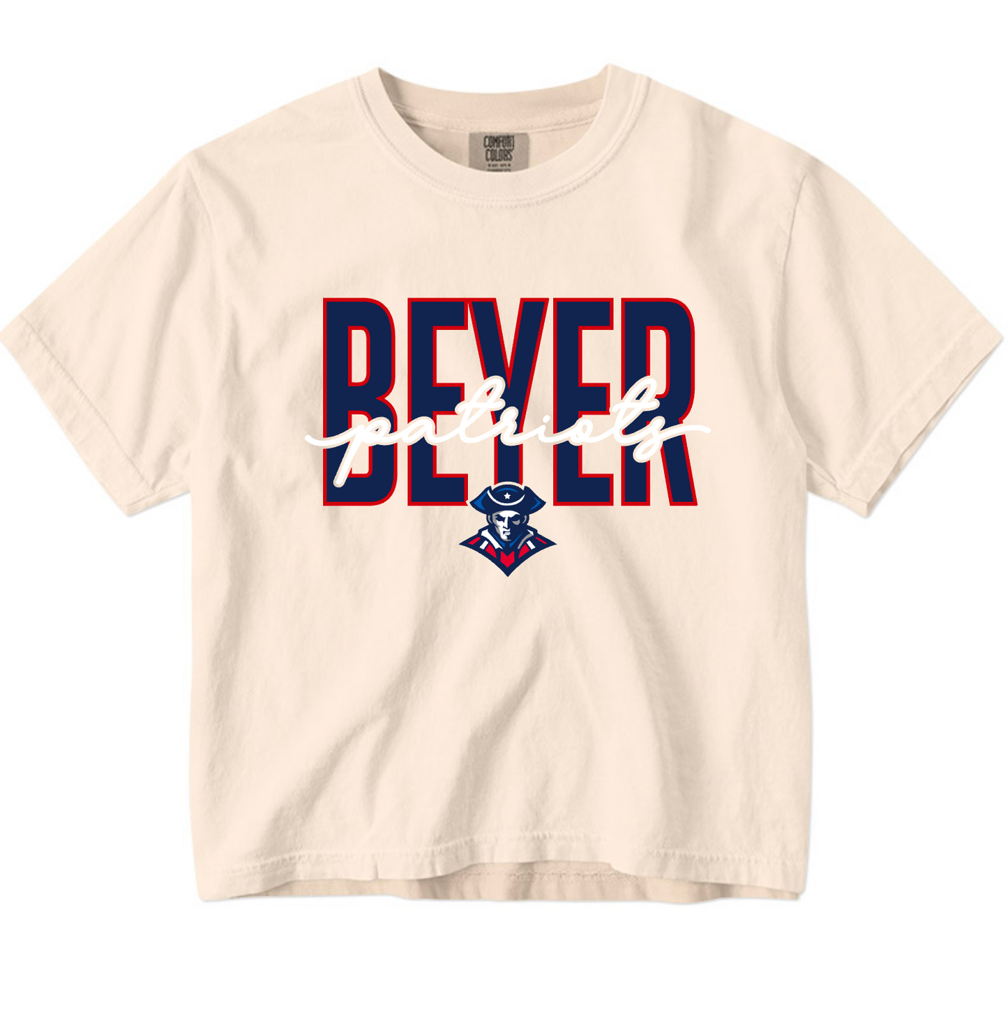 Beyer Patriots - Cursive - Cream APPAREL -  MULTIPLE SHIRT STYLES