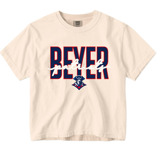 Beyer Patriots - Cursive - Cream APPAREL -  MULTIPLE SHIRT STYLES