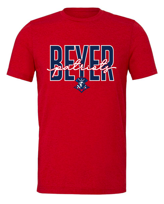 Beyer Patriots - Cursive - RED APPAREL -  MULTIPLE SHIRT STYLES