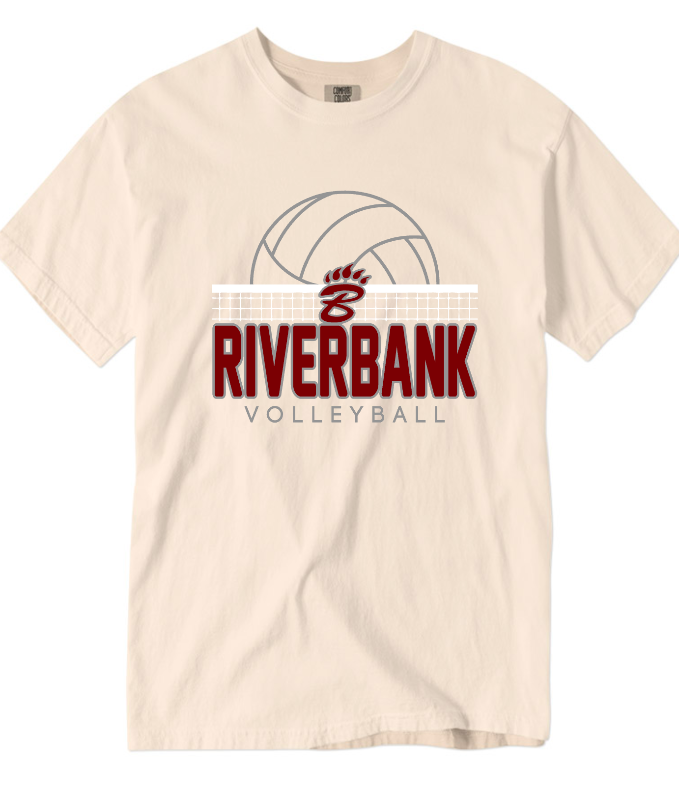 Riverbank Bruins Volleyball - Net & Ball - CREAM APPAREL  -  MULTIPLE SHIRT STYLES