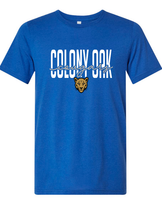 Colony Oak - Cursive - BLUE APPAREL - Multiple Shirt Styles