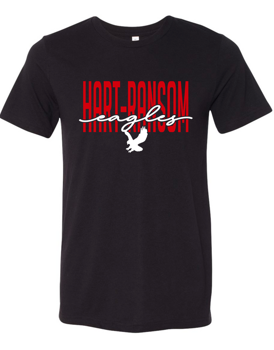 Hart Ransom Eagles - Cursive - BLACK APPAREL -  MULTIPLE SHIRT STYLES