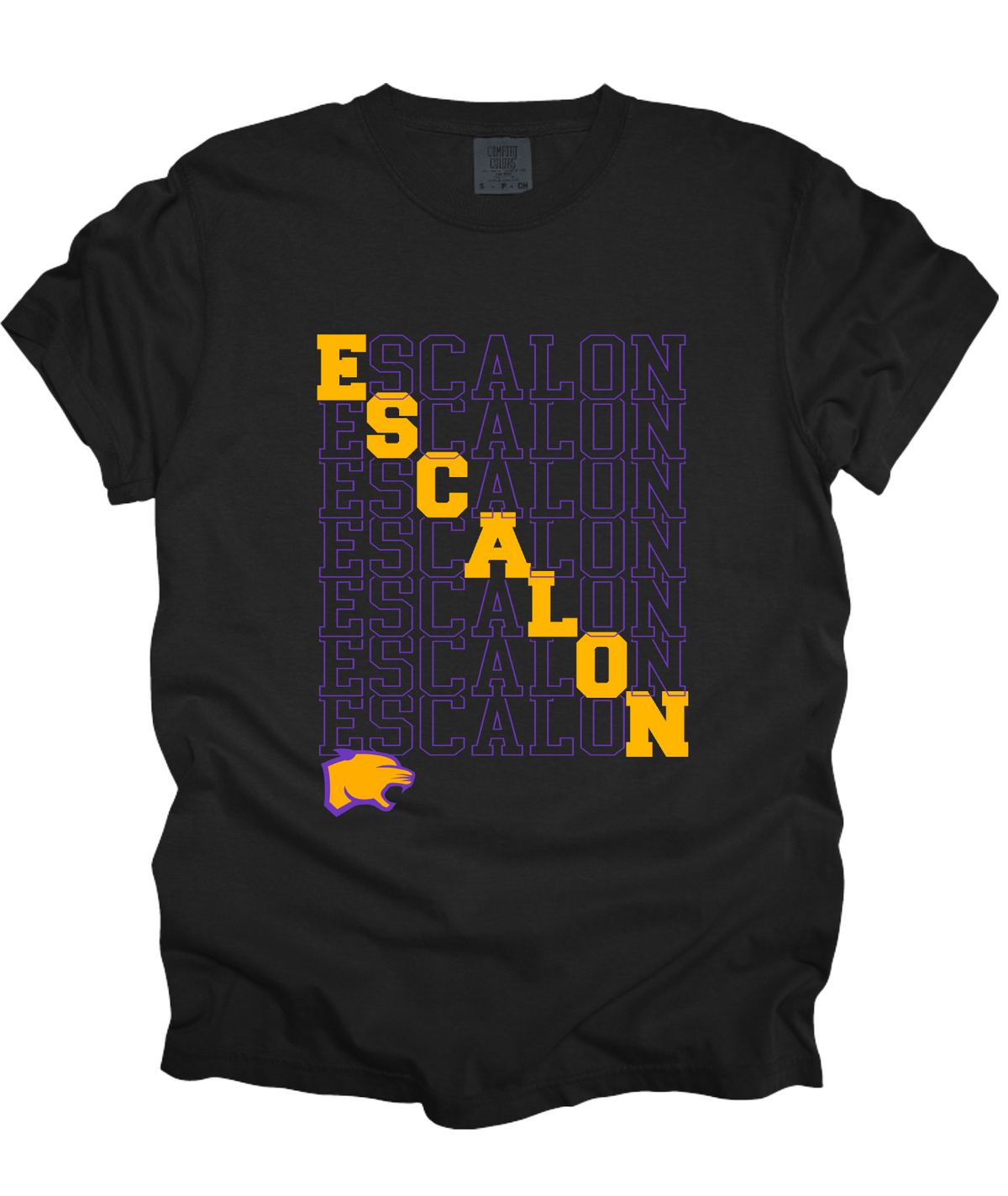 Escalon Cougars - Outline - Black Apparel - MULTIPLE APPAREL STYLES