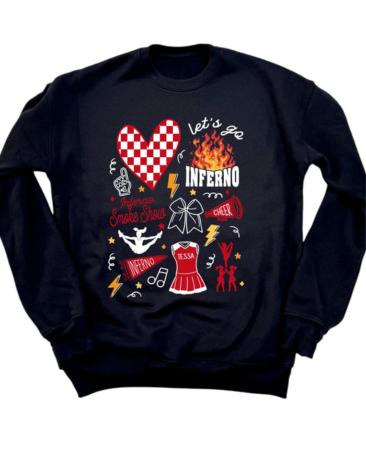 Inferno Cheer Doodle - CUSTOMIZABLE - Multiple Styles